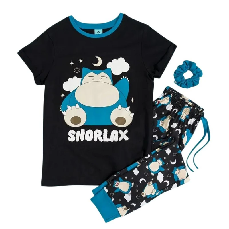 Image of Pokemon Womens Snorlax Pyjama Set in Black Size: Small Black Female S
