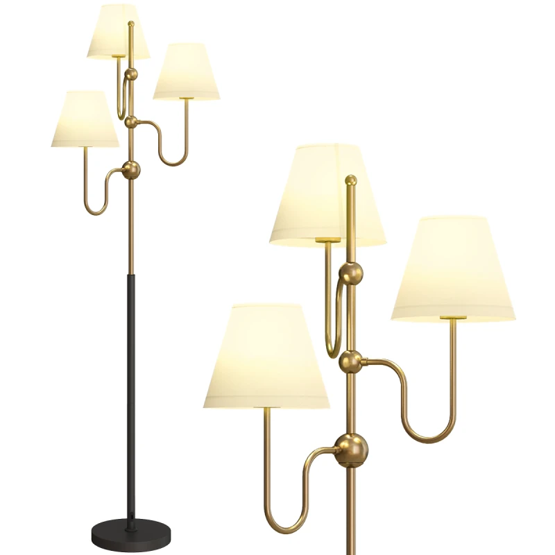 Image of HOMCOM HOMCOM 3-Light Floor Lamp, 165cm Tall Standing Lamp with Foot Switch in Gold Gold One Size Unisex 5063603615779