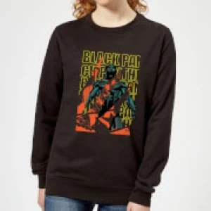 Image of Marvel Avengers Black Panther Collage Womens Sweatshirt - Black