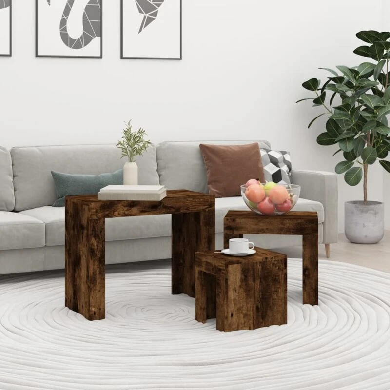 Image of VIDAXL Vidaxl - Nesting Coffee Tables 3 pcs Smoked Oak Engineered Wood 8720286956618