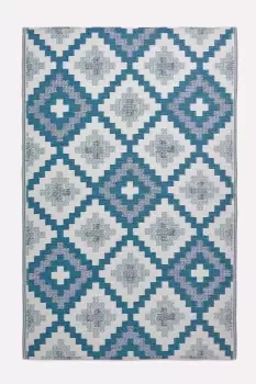 Image of Mia Aztec Blue Outdoor Rug