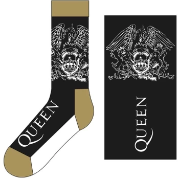 Image of Queen - Crest & Logo Unisex UK Size 7 - 11 Ankle Socks - Black