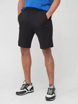 Image of BOSS Boss Headlo Curved Logo Jersey Shorts, Black Size XL Men