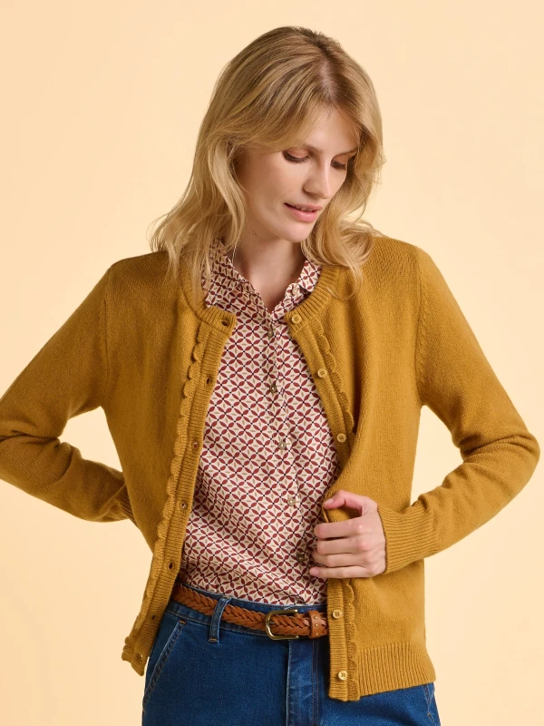Image of Brakeburn Womens Crescent Cardigan in Yellow Size: 8 Yellow Female 8