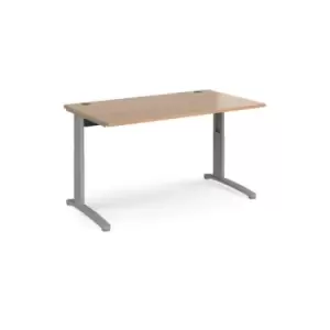 Image of Office Desk Wheelchair Friendly Rectangular Desk 1400mm Beech Tops With Silver Frames TR10