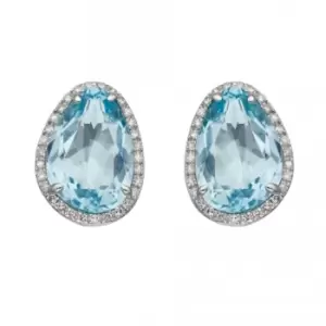 Image of 9ct White Gold Shaped Blue Topaz Diamond Earrings GE2399T