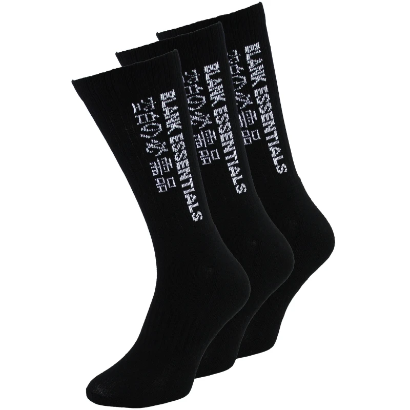 Image of Blank Essentials Blank Essentials Men 3 Pairs Cotton Sport Crew Socks in Black Size: 7-11 Black 7-11 Male 5060056640037