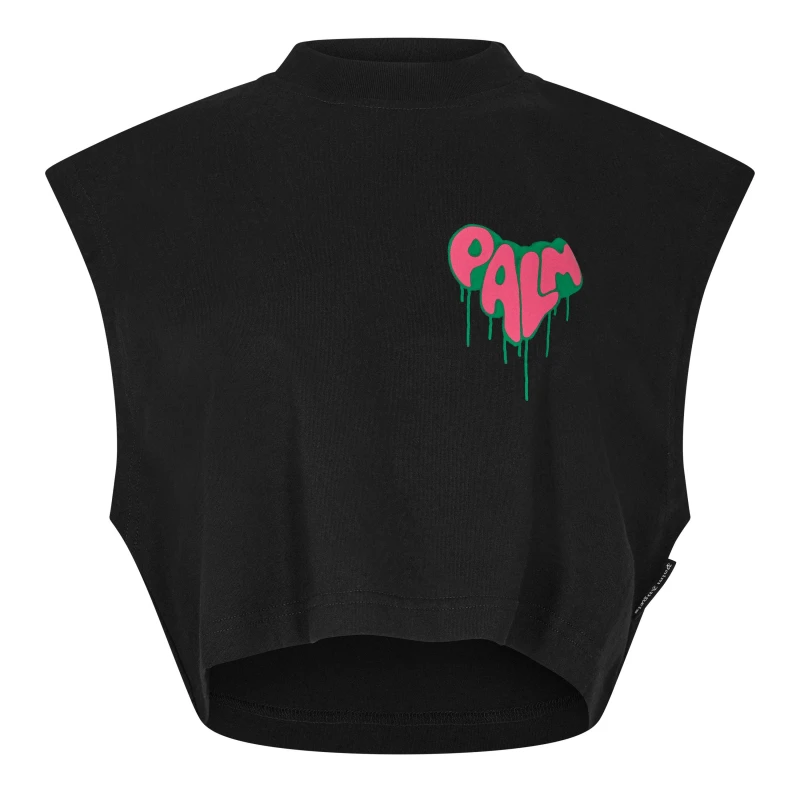 Image of Palm Angels Womens Cropped T-Shirt Black Fuchsia female 12 (M)