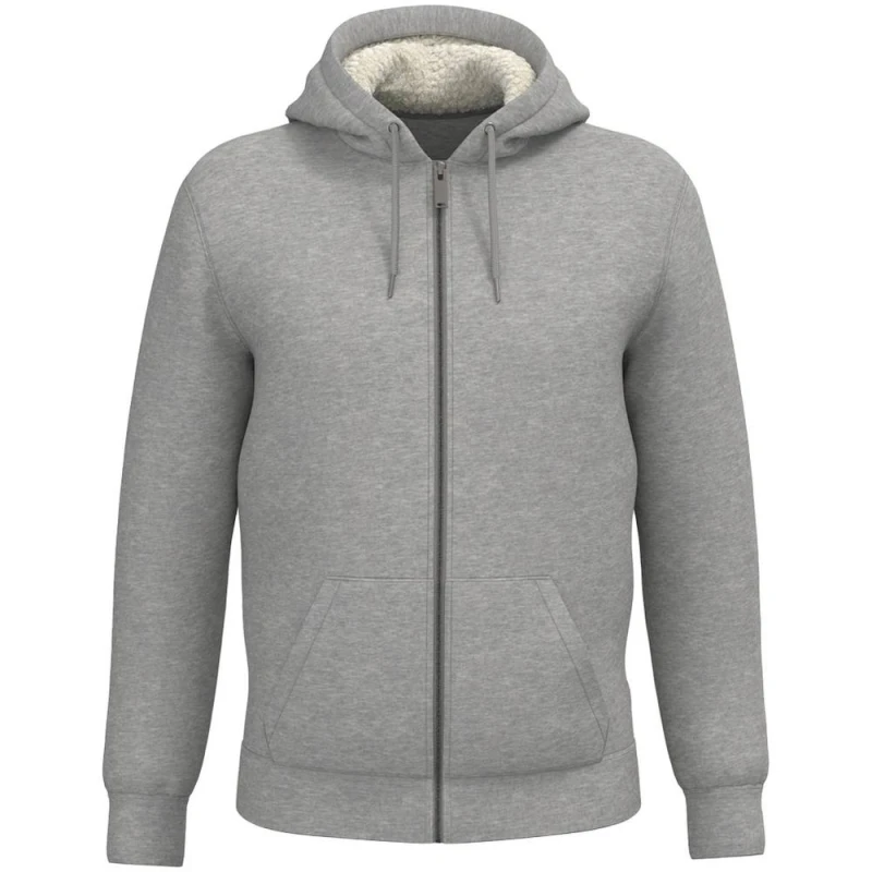 Image of Native Spirit Mens Sherpa Lined Full Zip Jacket in Light Grey Size: XS Light Grey Male XS