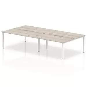 Image of B2B White Frame Bench Desk 1400 Grey Oak 4 Pod