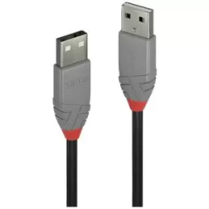 Image of LINDY USB cable USB 2.0 USB-A plug, USB-A plug 0.20 m Black 36690