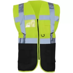 Image of Yoko Hi-Vis Premium Executive/Manager Waistcoat / Jacket (L) (Hi Vis Yellow/Black) - Hi Vis Yellow/Black