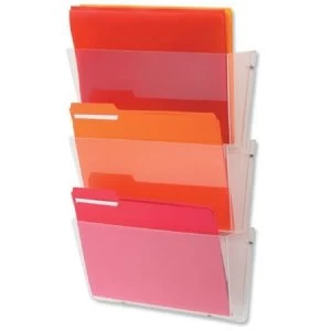 Image of Wall Mounted Literature Pockets A4 Landscape Unbreakable with Brackets Smoke Pack of 3