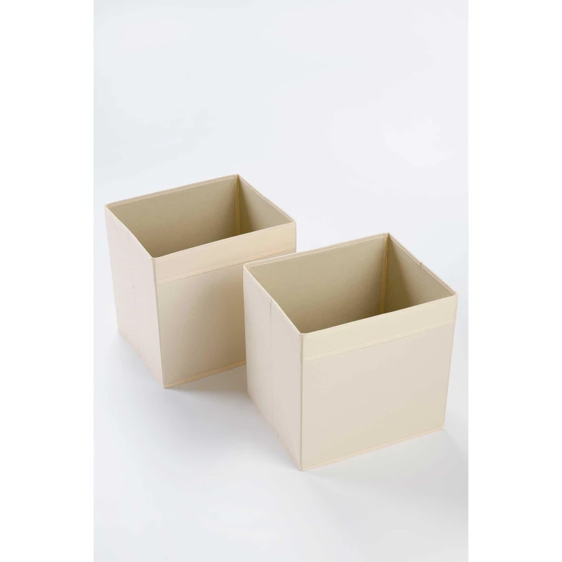 Image of Homelife Addison Pair of Canvas Baskets Beige Beige One Size