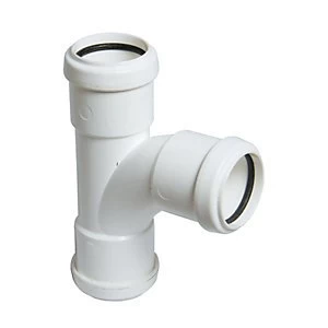Image of FloPlast WP22W Push-Fit Waste 92.5 Deg Equal Tee - White 32mm