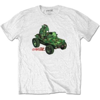 Image of Gorillaz - Green Jeep Unisex Medium T-Shirt - White