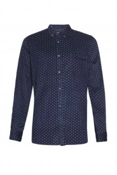 Image of Mens French Connection Chain Lock Corduroy Shirt Blue