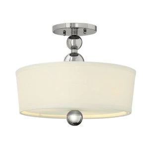 Image of 3 Light Semi Flush Ceiling Light Polished Nickel, E27