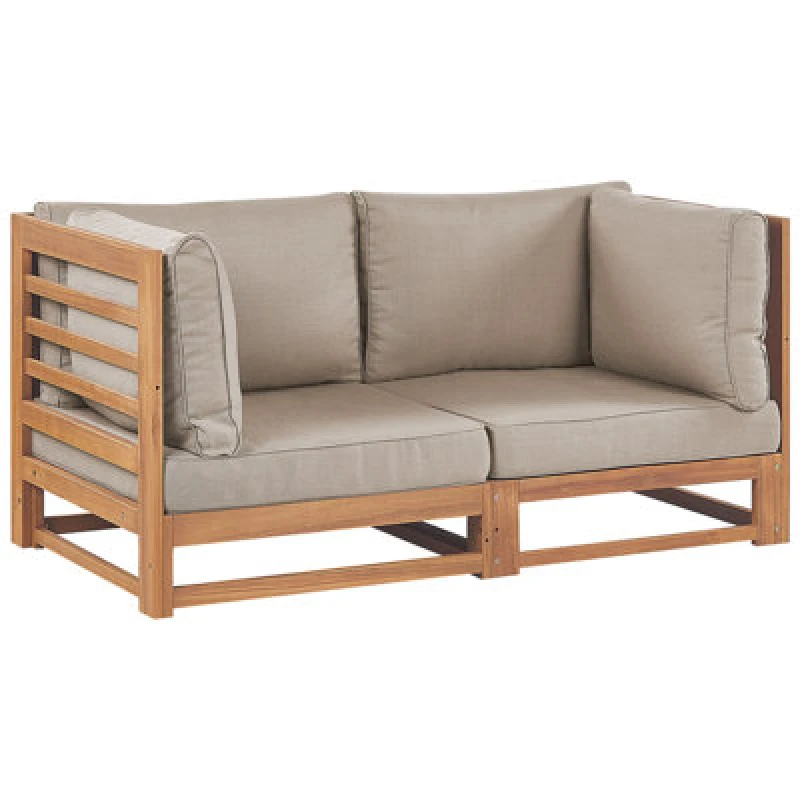 Image of Beliani Garden Sofa 2 Seater Trani Modular Certified Acacia Wood Light Brown