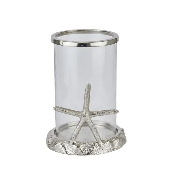 Image of Hill Silver Starfish Candle Hurricane Lantern HI-22228