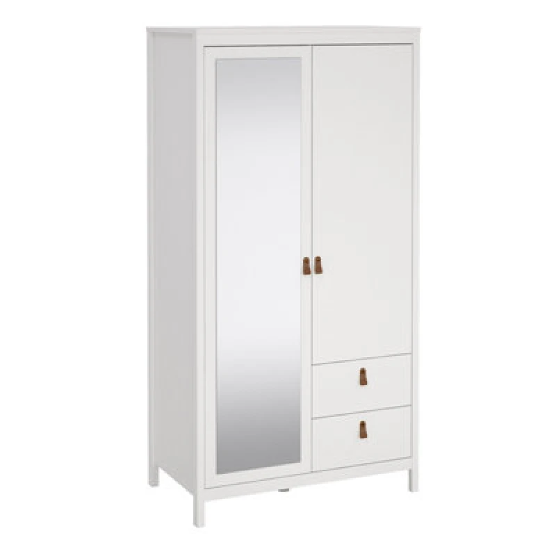 Image of Furniture To Go Barcelona Wardrobe With 1 Door + 1 Mirror Door + 2 Drawers White