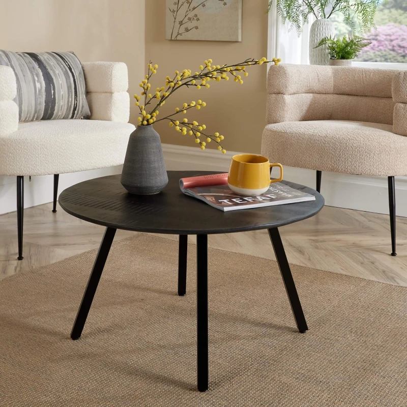 Image of Home Source Caribou Mango Wood Black Top Coffee Table