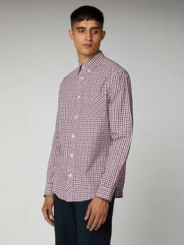 Image of Ben Sherman Long Sleeve House Check-DK Blue, Dark Blue, Size S, Men