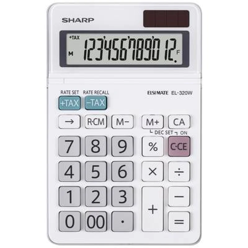Image of Sharp Sharp EL-320W Pocket calculator White Display (digits): 12 battery-powered, solar-powered EL-320W