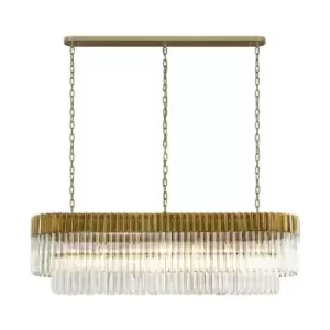 Image of Luminosa Pendant Rectangle 7 Light E14, Brass, Clear Glass, Item Weight: 28kg