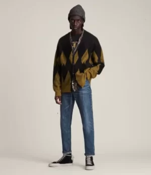 Image of AllSaints Mens Sigurd Wool Blend Cardigan, Mocha Brown, Size: M