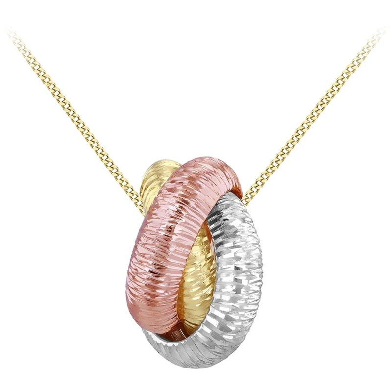 Image of Be You 9ct Gold Diamond Cut Knot Necklace Yellow White An female 20in