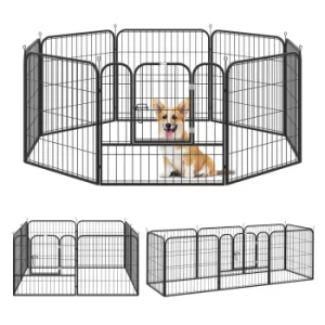 Image of Pawhut Heavy Duty Dog Pens Pet Puppy Metal PlayPen Rabbit Pig Hutch Run Enclosure Foldable Black 79 x 79cm (Medium)