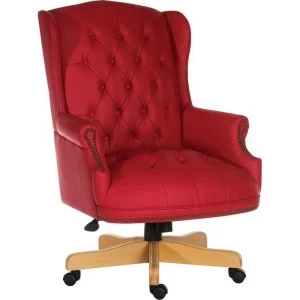 Image of Teknik Chairman Leather Swivel Chair - Red