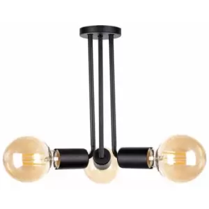 Image of Keter Lighting - Keter Venna Multi Arm Semi Flush Ceiling Light Black, 25cm, 3x E27