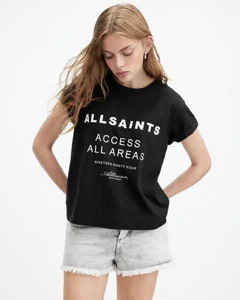 Image of AllSaints Tour Anna Crew Neck Graphic T-Shirt