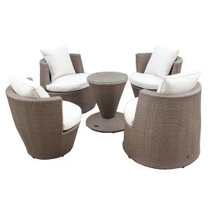 Image of Charles Bentley 5pc Rattan Patio Table Chairs Set - Light Brown