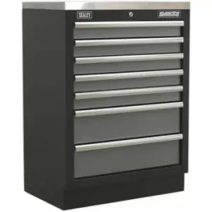 Image of 680mm Modular 7 Drawer Floor Cabinet - Ball Bearing Slides - Locking - 2 Keys