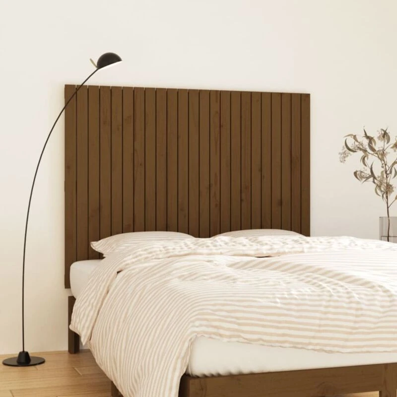 Image of Vidaxl Wall Headboard Honey Brown 146.5X3X110 Cm Solid Wood Pine, Brown 824946