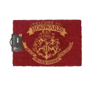 Image of Harry Potter Official Welcome To Hogwarts Door Mat (One Size) (Red)