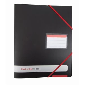 Image of Black n Red A4 4 O Rings 16mm Capacity Polypropylene Covered Ring Binder Black