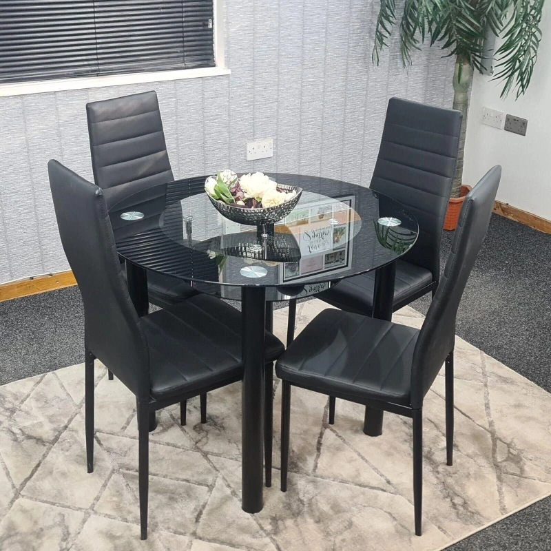 Image of KOSY KOALA Dining Table Set with 4 Chairs Dining Room and Kitchen table set of 4 Black