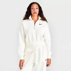 Image of Womens Nike Sportswear Phoenix Fleece Oversized Half-Zip Crop Sweatshirt