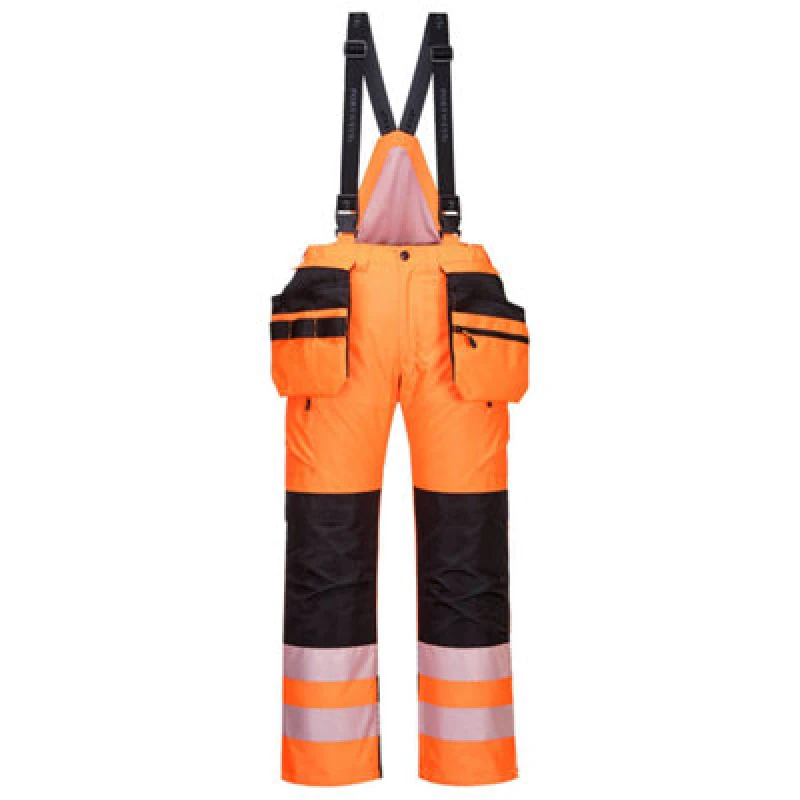 Image of Oxford Weave 300D Class 2 PW3 Hi Vis Winter Trousers PW351OBRL Colour: Orange / Black