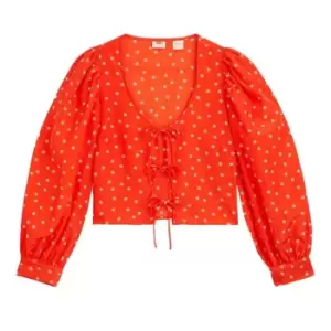 Image of Levis Levis Fawn Tie Blouse Womens - Orange