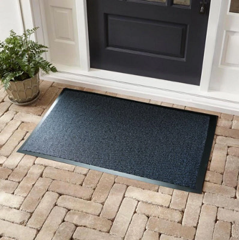 Image of Door Mats Hallway Runners Non Slip Outdoor Indoor-Kitchen Floor Mats Rubber Back Dirt Trapper Blue 40X60 Cm