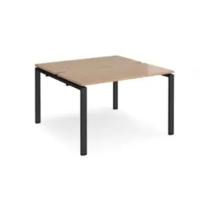 Image of Bench Desk 2 Person Rectangular Desks 1200mm Beech Tops With Black Frames 1200mm Depth Adapt