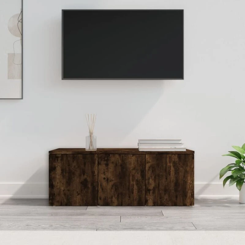 Image of vidaXL TV Cabinet Smoked Oak 80x34x30cm Engineered Wood, Brown 815498