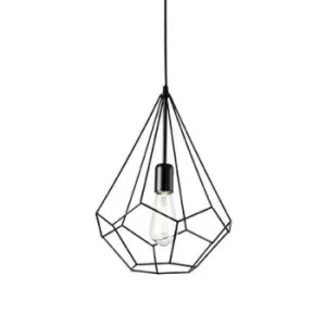 Image of Ampolla 1 Light Ceiling Pendant Matt Black Cage Style, E27