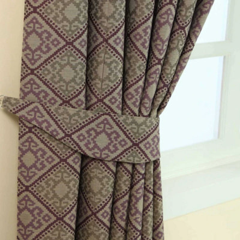 Image of Homescapes Purple Aztec Jacquard Curtain Tie Back Pair