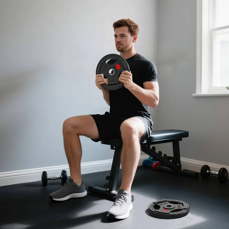 Image of SPORTNOW 2 x 15kg Olympic Weight Plates, Weight Plate Discs with Tri-Grips in Black Size: 15-30kg Black Unisex 15-30kg